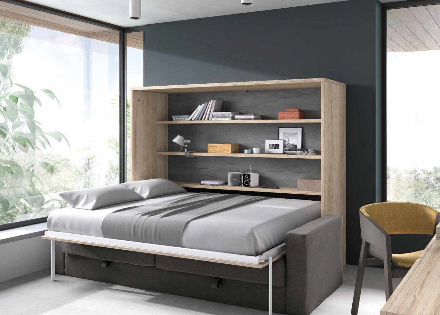 Cama Abatible Horizontal Matrimonio con Sofá EOS 135x190cms Camas